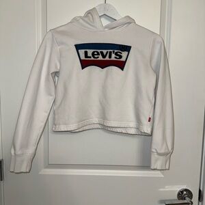 Levi's Kids Large chenille patch logo long sleeve hoodie with cropped silhouette